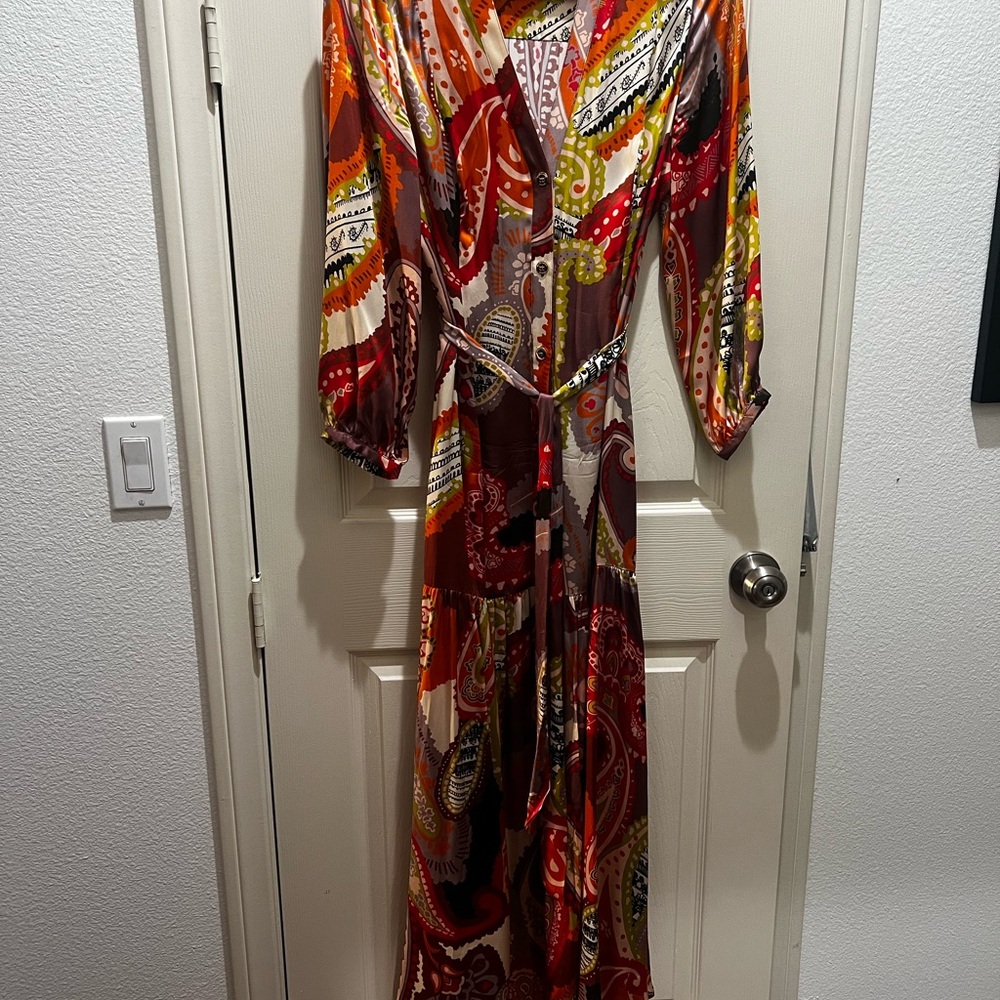 Guess by Marciano Orange Wrap Tie Front Sundress
